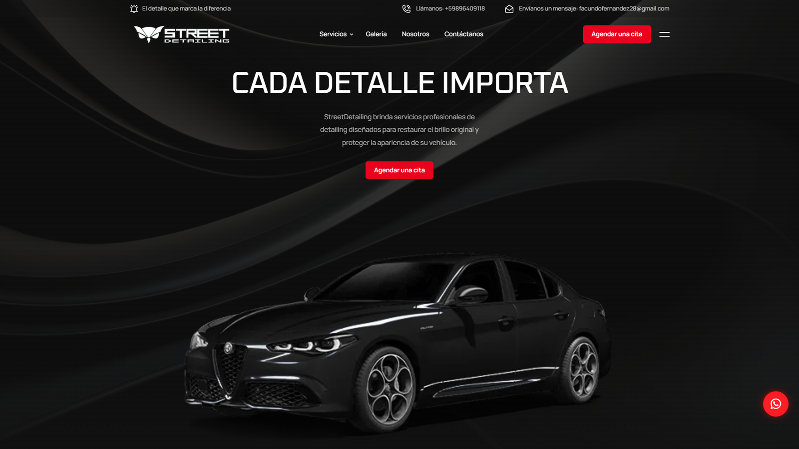 StreetDetailing, sitio web de detailing automotriz desarrollado por Flowa